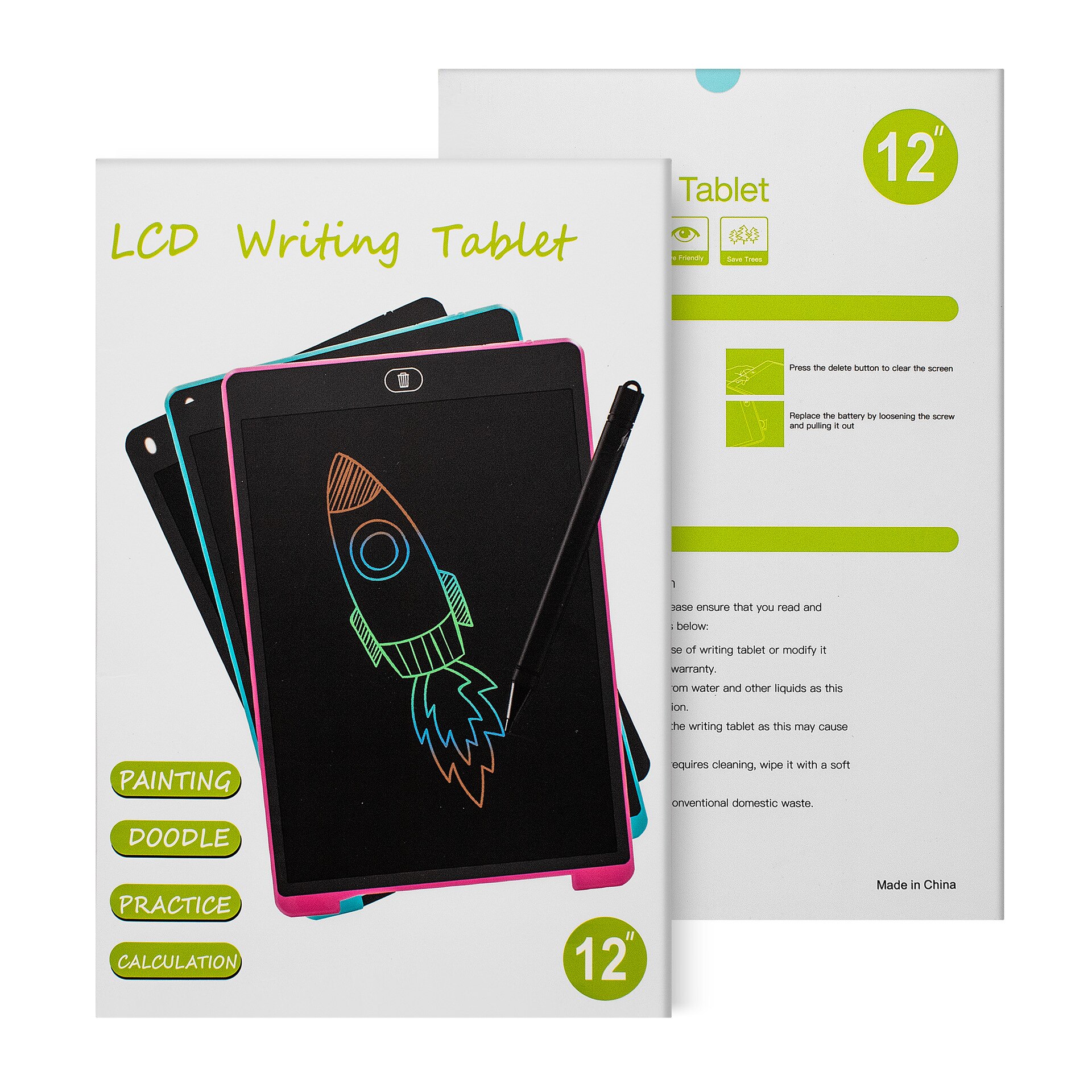 12 Inch LCD Tablet Childrens Sketchpad Color Handwriting With Lock Button Childrens Intelligent Graffiti Painting Tablet