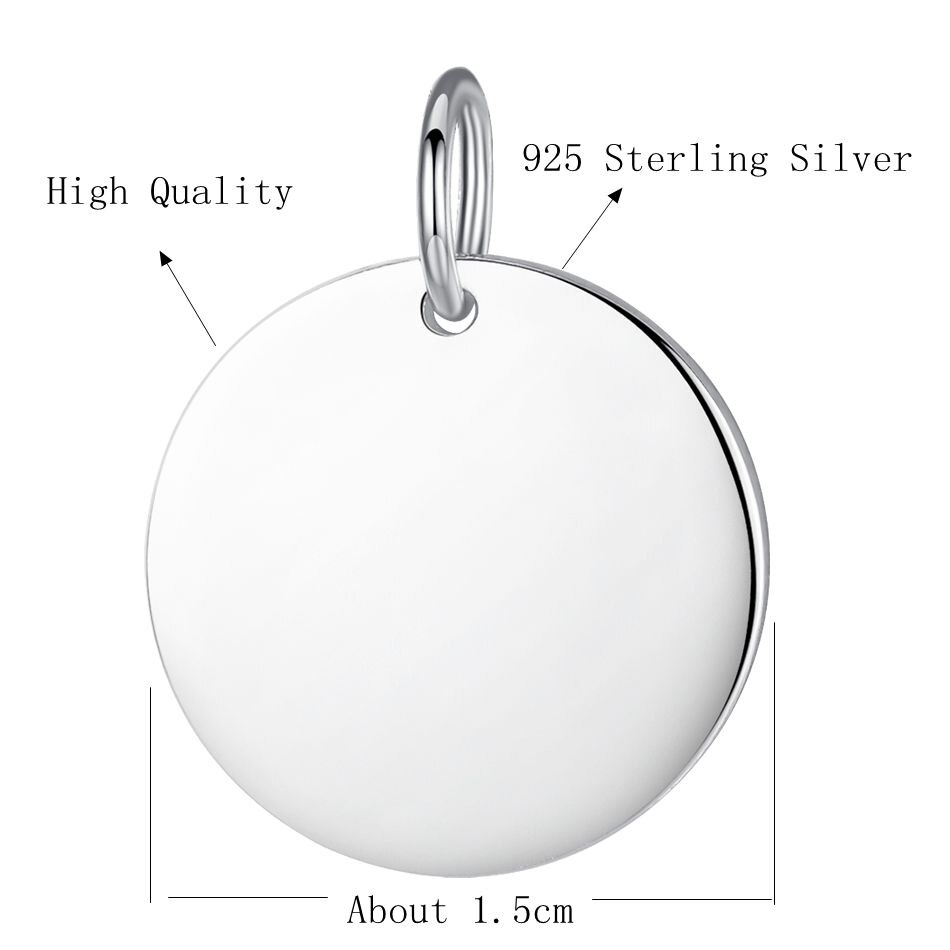 BELAWANG Authentic 925 Sterling Silver Round Shape Pendant Fit Women Chain Link Necklace Bracelet Custom Jewelry Free Engrave