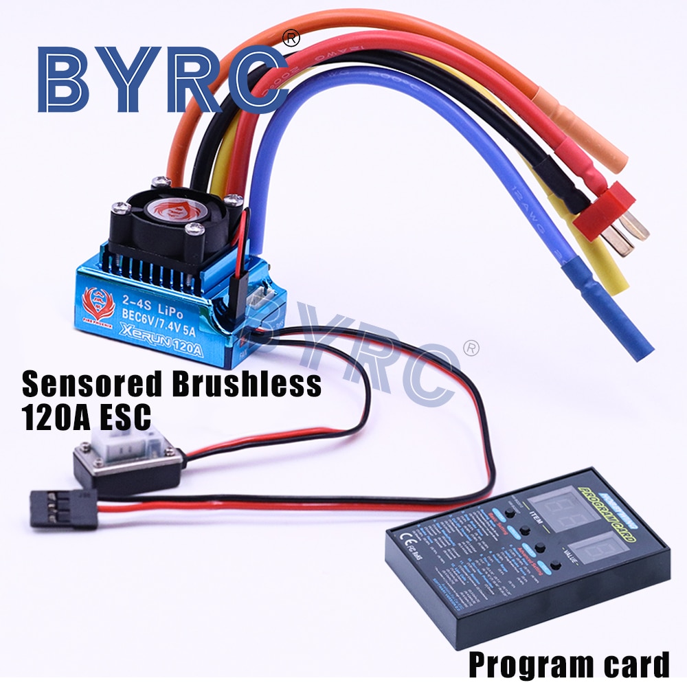 Fire Phoenix RC 120A Sensored Brushless ESC & LED Program Card Combo Set for 1/10 1/12 Buggy Touring Car