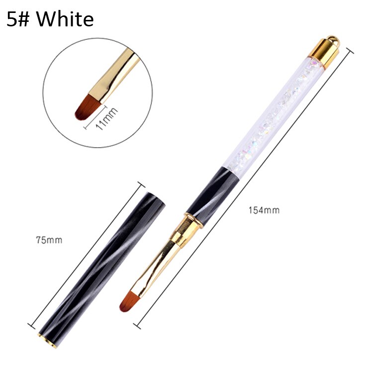 pincel de dibujo gradiente para uñas, diamantes de imitación, Ojo de gato, 1 Uds., pinceles planos para pintar, herramientas para esmaltado de uñas en Gel UV DIY: 5 white