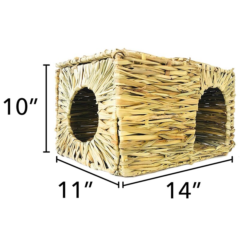 Straw Straw House, Suitable for Rabbits, Guinea Pigs and Small Animals. Open Foldable Toy House 2 Packs