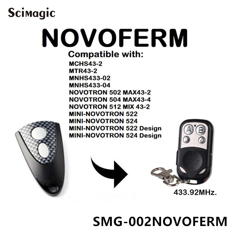 Til novoferm novotron 502 max 43-2 mini-novotron 522 mini-novotron 524 garageport fjernbetjening 433 mhz rullende kode miniåbner