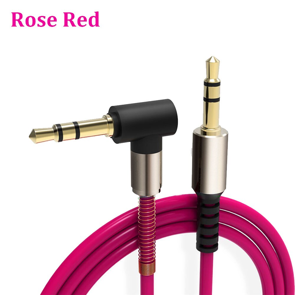 1 Pcs 3.5 Mm Jack Audio Kabel 3.5 Mm Male Naar Male 90 Graden Haakse Auto Aux Auxiliary Audio kabel Koord Voor Telefoon Pc: rose red