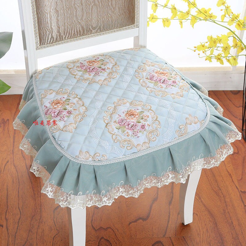 Verdikte stoelkussen student kantoor kruk kussen met kant pastorale eetkamerstoel zitkussens pad vier seizoenen billenmat: Liulijin blauw