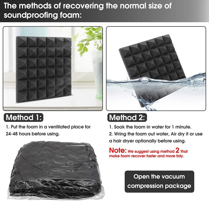 12Pcs 30X30X5CM Sound Insulation Cotton Sound Insulation Foam for Recording Studio Piano Room Sound Insulation Foam