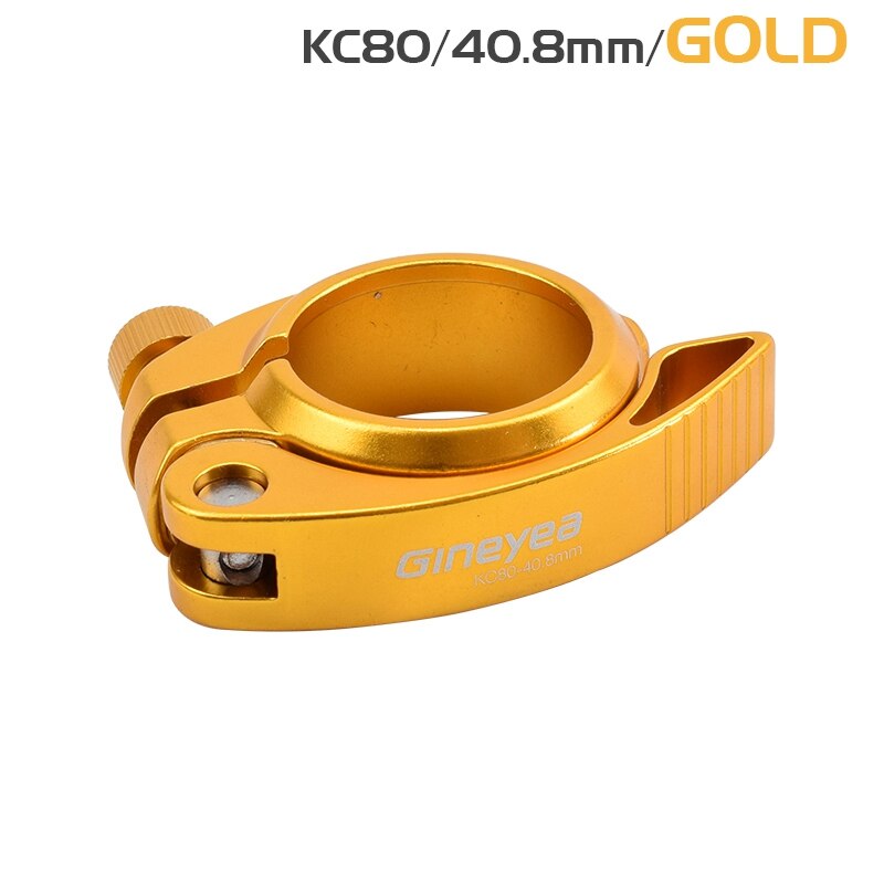 Braçadeira dobrável de liga de alumínio para bicicleta, braçadeira para selim de 40.8mm, liberação rápida, braçadeira de assento de bike dobrável para 33.9mm assento postal: Gold