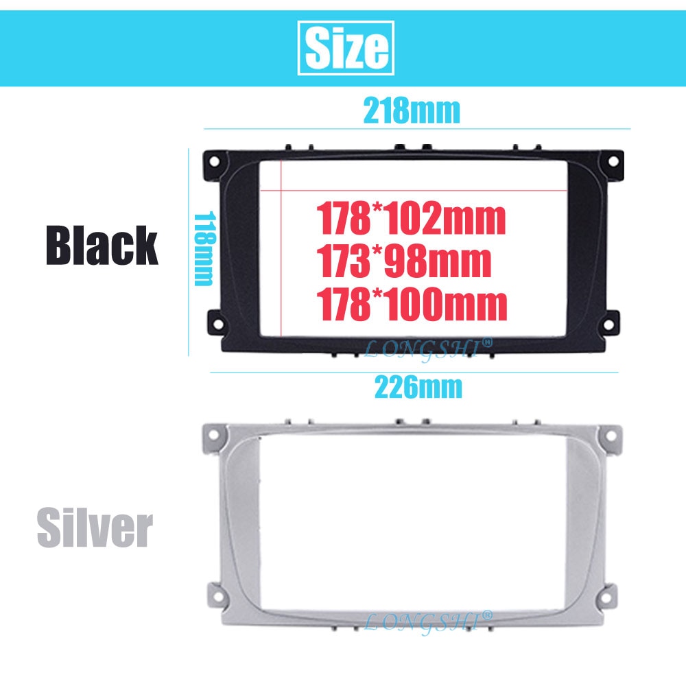 Fascia de Radio de coche de 2 Din para Ford Focus II, Mondeo Kuga s-max c-max Galaxy II, Kit de tablero estéreo compatible con instalación, Marco embellecedor de fábrica 2di