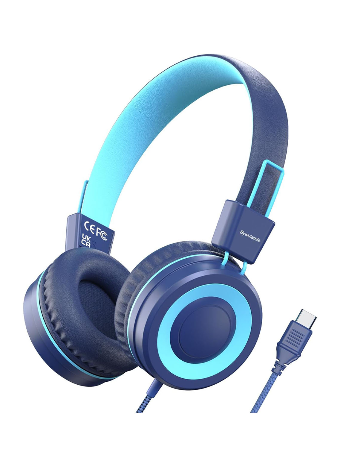 Upgrade USB Type C Kids Headphone for School, 94dB Safe Volume Limited, HD Stereo Sound, Foldable Lightweight On-Ear Headphones