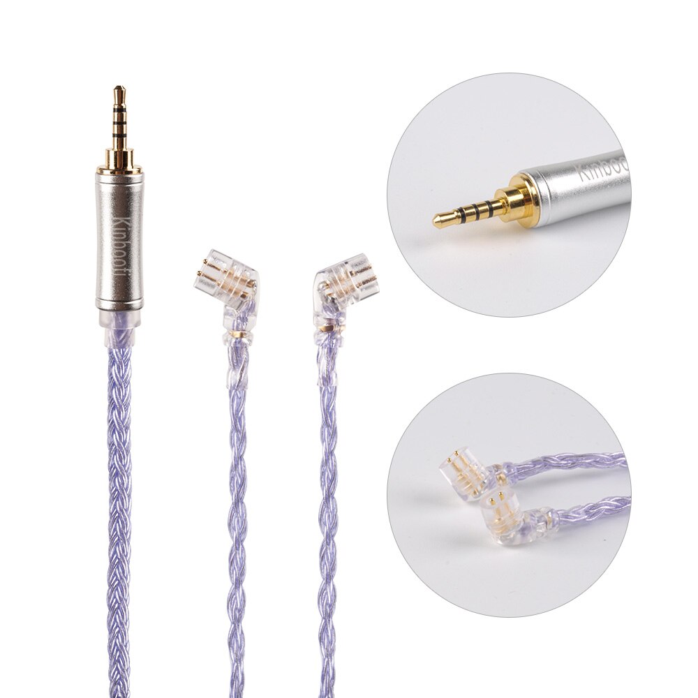 Kinboofi 16- adriges 2.5/3.5/4.4mm hochreines, versilbertes kabel mit mmcx /2- pin/qdc-stecker,  v90 ba5 kz zsx blon bl -03 bl-05: Qdc 2.5mm