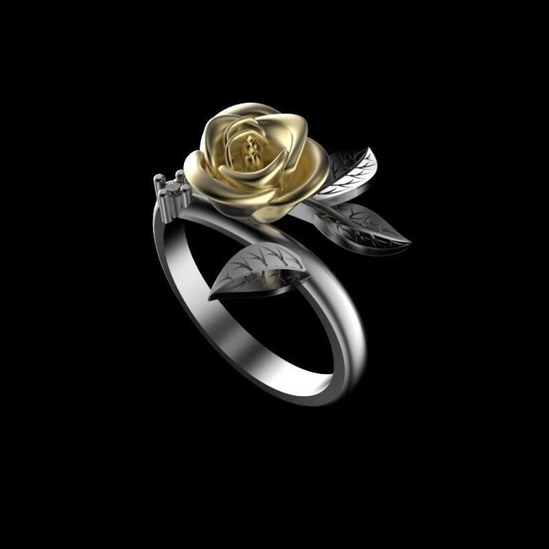 Nuovo Design anello fiore rosa per gioielli da donna fidanzamento matrimonio anello Vintage anniversario regalo anelli fascia: 12