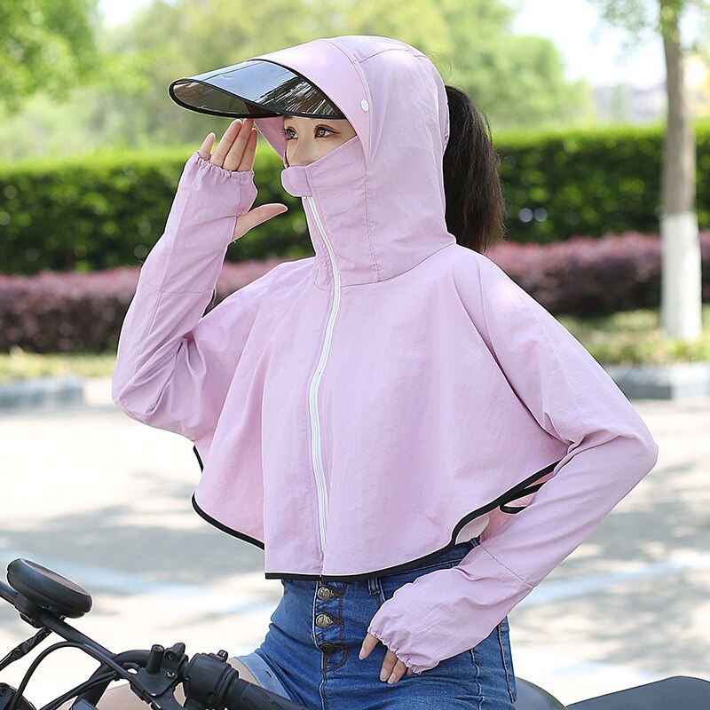 Uv-werende zonnehoed voor dames, zomerse uv-bescherming, vissershoed, strandzonnehoed, gezichtsbedekking, nekbedekking, paardenstaarthoed, damesmutsen: Paars