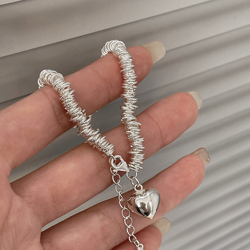 Mejor venta romántica amor corazón círculo redondo Plata de Ley 925 señoras encanto pulsera joyería para mujeres de boda No se decolora