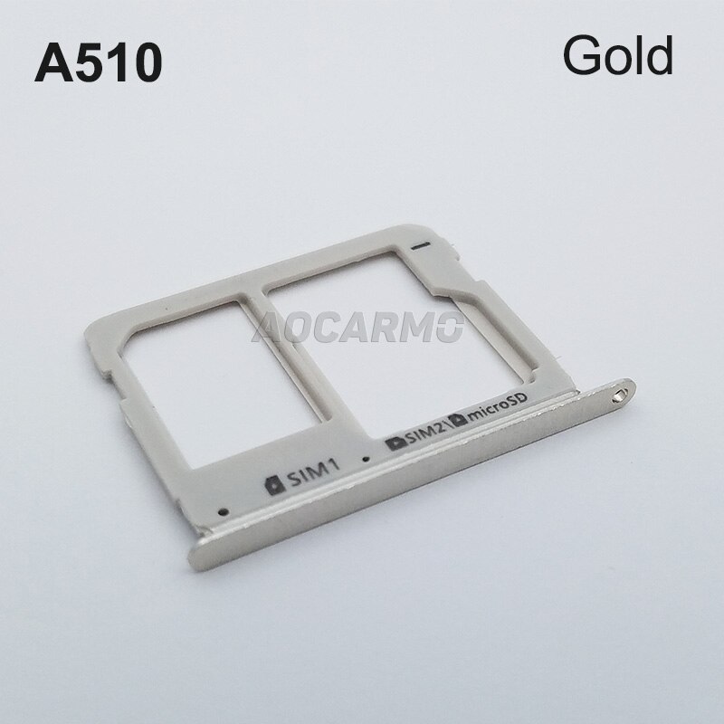 Aocarmo Metal Nano SIM Tray MicroSD SD Card Slot Voor Samsung A5 ) a510 A510F Dual Goud/Zilver/Grijs/Roze: Goud