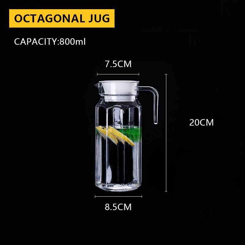 0.5-1.1L Clear Karaf Voor Sap Kannen Plastic Water Pitcher Koude Melk Koffie Wijn Drank Iced Tea Pot/ketel Met Deksel/Handvat: 0.8L Pitcher YS302-A