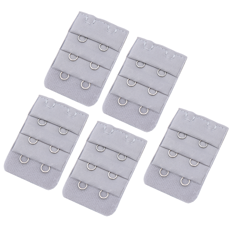 5Pcs Bra Extender Strap Extension 2 Hooks 3 Rows Women Intimates Adjustable Bra Hook Extenders Womens Handmade DIY Accessoires: GRAY