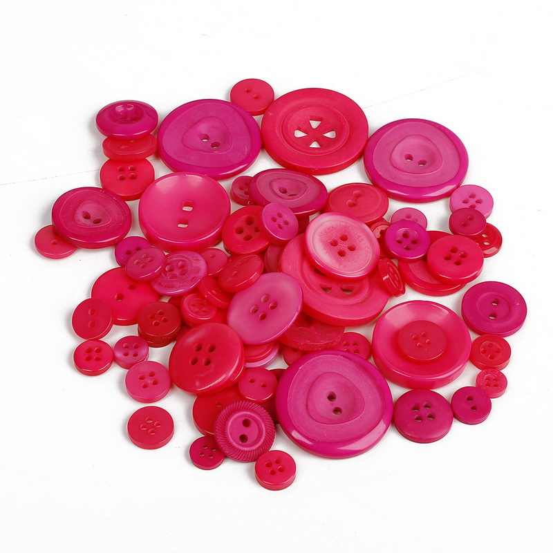 Mixed Color & Size Small Plastic Buttons Round Cartoon Button DIY Craft Scrapbooking Sewing Garment Accessories: Fuchsia