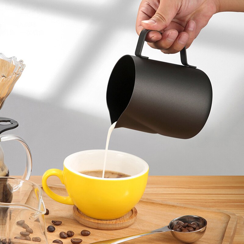 Mousseur à lait antiadhésif en acier inoxydable, 350/600ml, pour café expresso, Barista Craft Latte Cappuccino