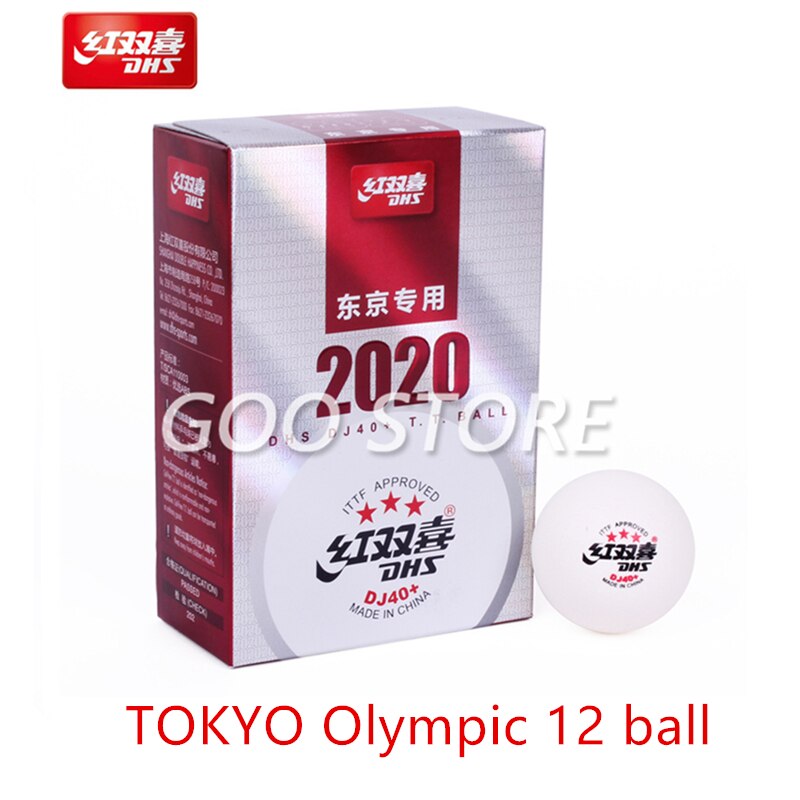 DHS DJ40 + 3-Star TOKYO Games ITTF 3 Star D40 +, pelota de tenis de mesa de plástico ABS con costuras, bolas de Ping Pong: TOKYO Olym 12ball