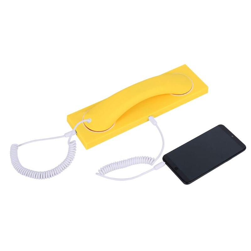 Retro Phone Handset Headset 3.5MM PC Comtuper Microphone with Base for Cellphone: Yellow