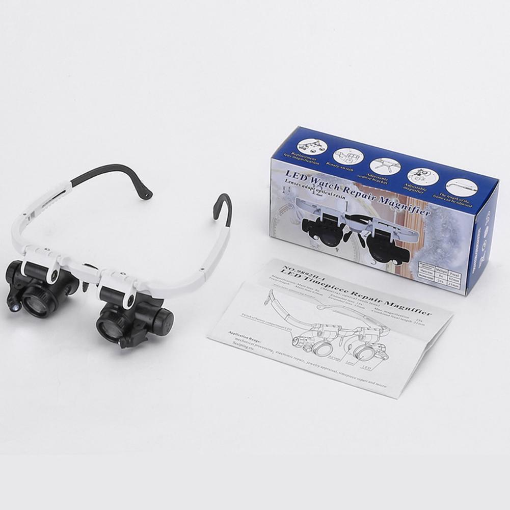 LED Lupe Gläser Lupe 8X 23X Doppel Auge Schmuck Uhr Reparatur Werkzeuge 8 Objektiv Lampe Lupen Brillen Lupe Licht