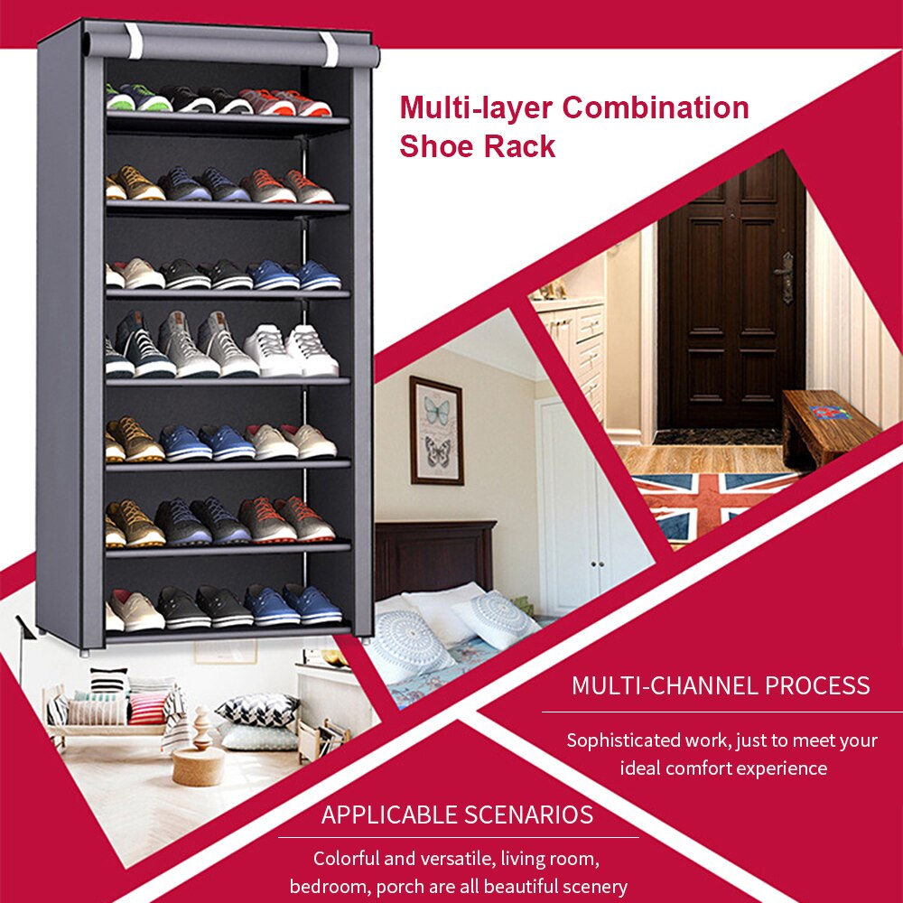 4/5/6/8/10 Lagen Schoenen Rek Met Stofdicht Doek Niet-geweven Stof Schoen stands Organizer Closet Thuis Schoenen Opslag Houder Plank