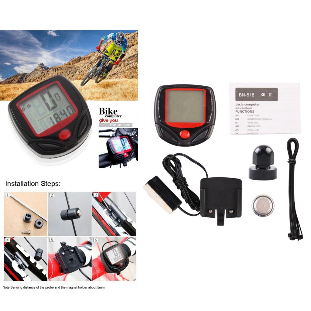 Computer da bici tachimetro per bicicletta cablato contachilometri per bici ciclismo cronometro multifunzione Display LCD con apparecchiature di retroilluminazione