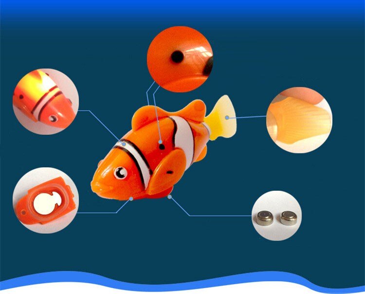 ! 5 stycken rolig simma elektronisk fisk aktiverad batteridriven leksak pet ing tank dekorera es
