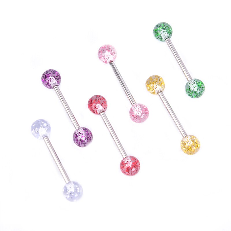 8 stks/set Chirurgisch Staal Glitter Tong Piercing Ball Barbell Bar Tong Ring Body Studs Piercing Sieraden Vrouwen Mannen Piercing