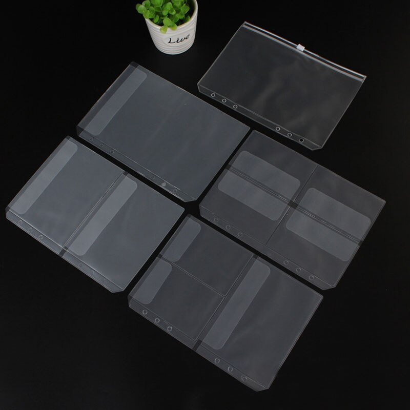 10pcs A5 PVC Loose Leaf Storage Bag Collection Pouch Binder Case Accessory &amp; Notebook 6 Ring Notepad Sheet Sheel Protector Cover