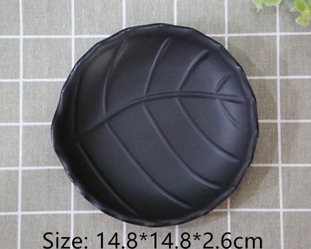 Oval sort tallerken smykkebakke nøglebakke toiletbord dekorativ tallerken nøglebakke madbakke bakker dekorativ: Blad