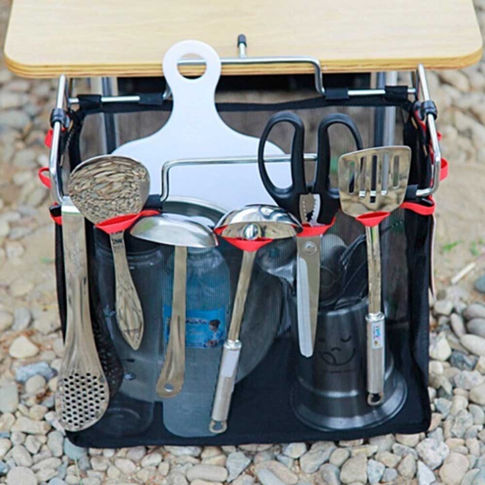 Udendørs camping wire opbevaringsstativ bærbar taske picnic bord grill kit køkken diverse net dragt campingudstyr
