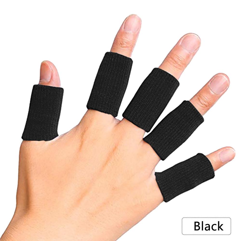 10 stk. støttefinger, der kan strækkes, blød, sportsfingermuffer, gigtbeskyttelse, udendørs basketball, volleyballfingerbeskyttelse: Sort