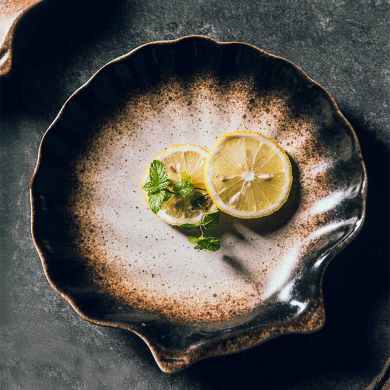 FANCITY shell-type plate, simple irregular flat plate, home ceramic shallow plate.