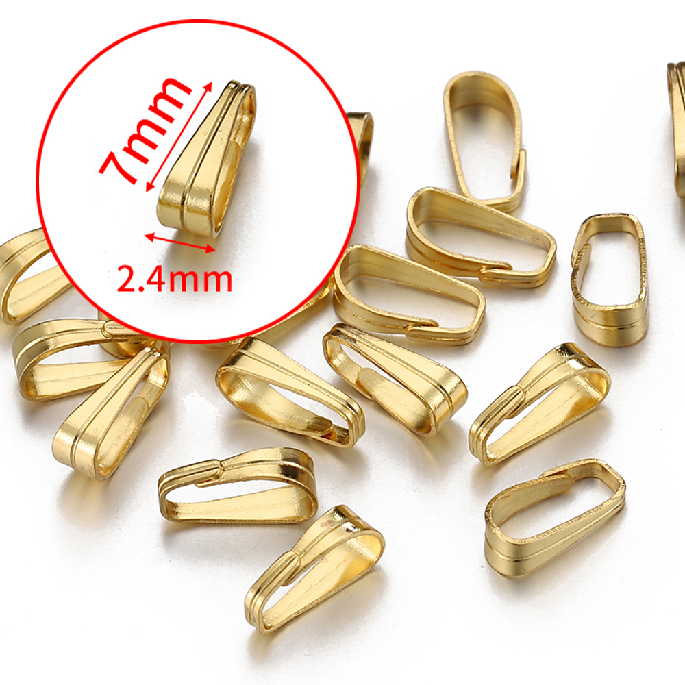 50 Uds. Cierre de hebilla de acero inoxidable para colgantes, conectores de dijes, Clip, cierre de fianza, collar, accesorios para hacer joyería DIY: YELLOW