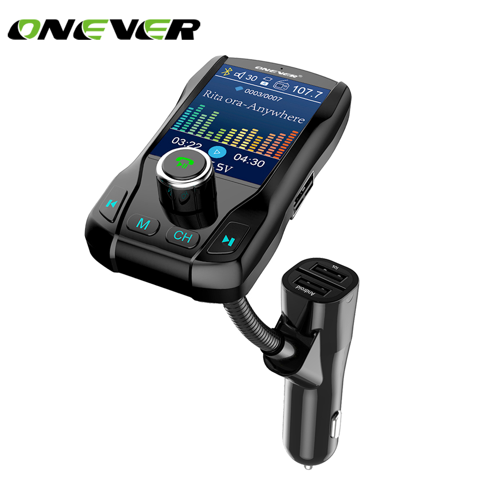 Onever Draadloze Bluetooth Fm-zender Modulator handsfree Car Kit 1.8 Inch Kleurenscherm MP3 Speler met 5V 3.1A Dual USB