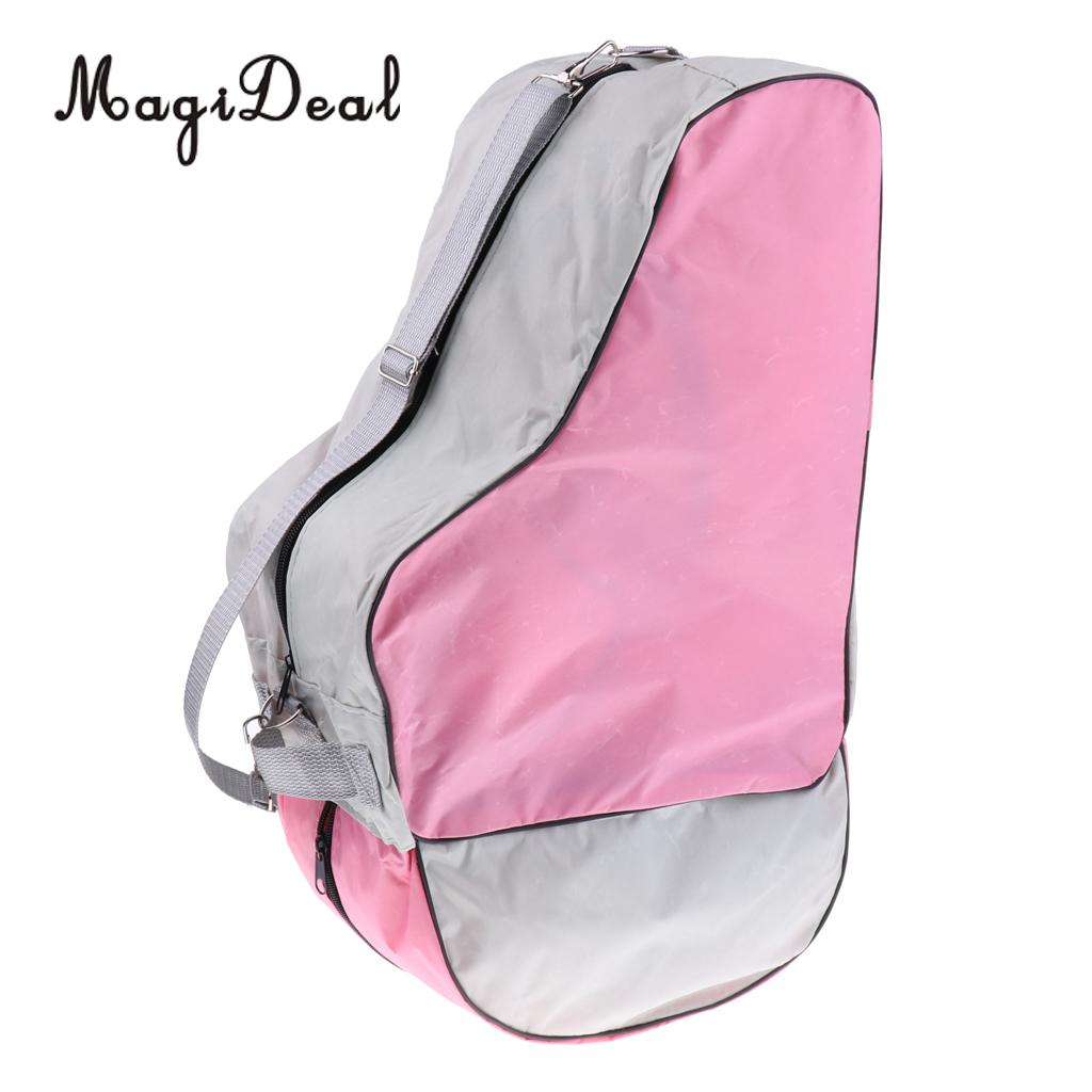 MagiDeal Portable Large-capacity Inline Roller Skating Boots Bag Ice Skating Bag Hockey Skate Shoulder Bag Equipment Bag Pink