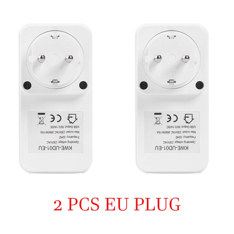 1-4pcs Dual USB Port Electronic Digital Timer Switch Smart Home Smart Life EU UK Plug Timer Outlet Programmable Timing Socket: 2 PCS EU Plug