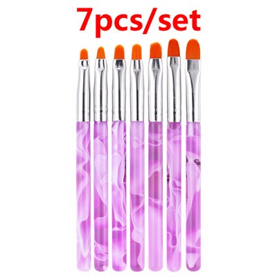 Nail art pensel penne akryl negle børster uv gel neglelak maleri tegne pensler sæt strass håndtag manicure værktøj pensel: Stil 1