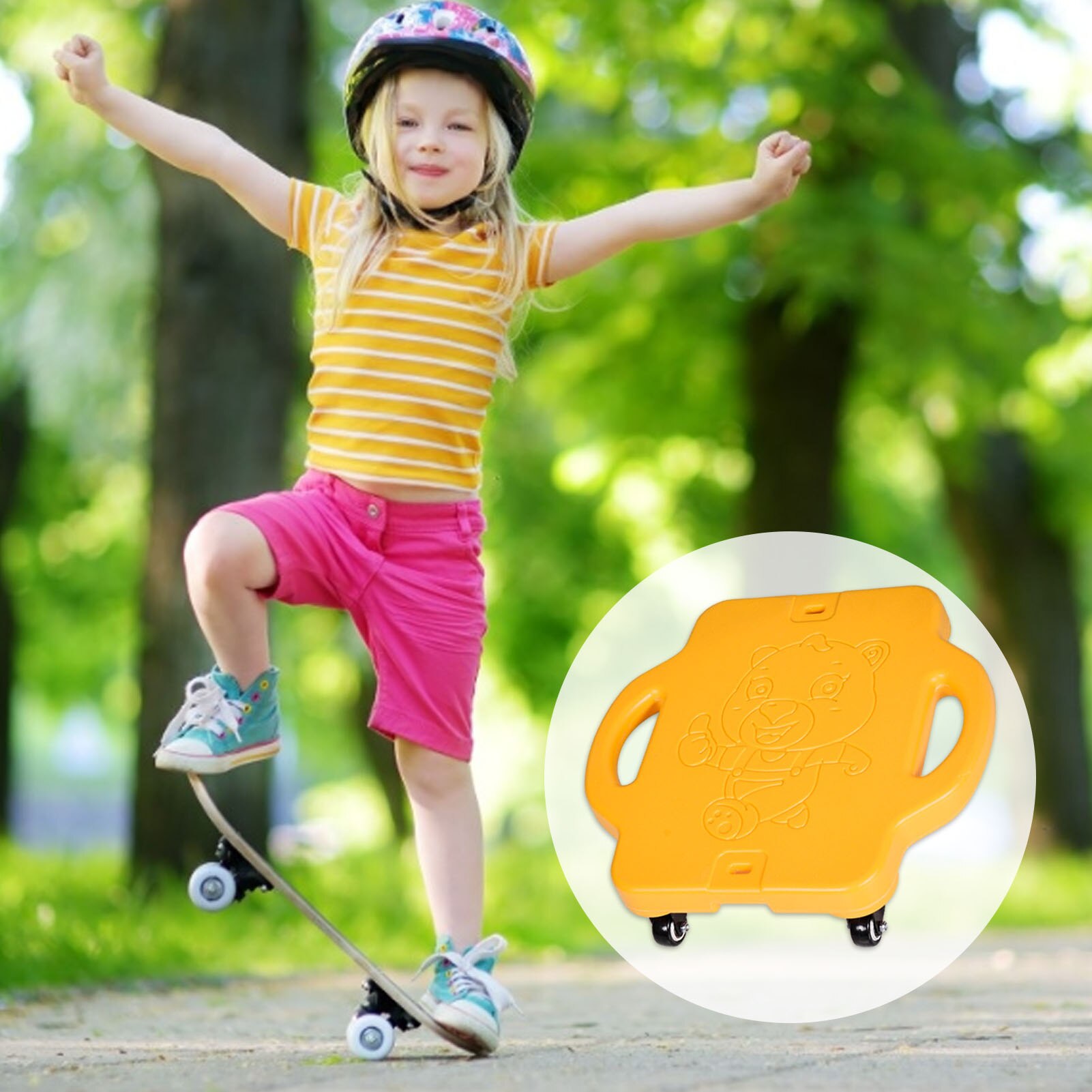 Kids Plastic Vier Wiel Scooter Board Met Handgrepen Scooter Board Met Wielen Balans Auto Scooter Outdoor Oefening