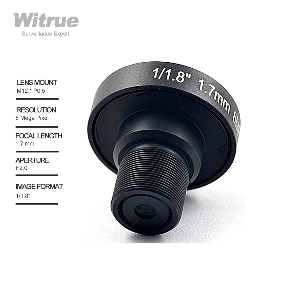 Witrue 4K CCTV Lens 8Megapixel Fisheye 1/1.8 Inch 185 Degree M12 Mount Lens 1.7mm For IMX178 Sensor 4K Camera