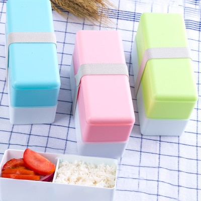 3 Kleuren Dubbele Lagen Grote Capaciteit Draagbare Lunchbox Bento Box Voedsel Opslag Lunchbox