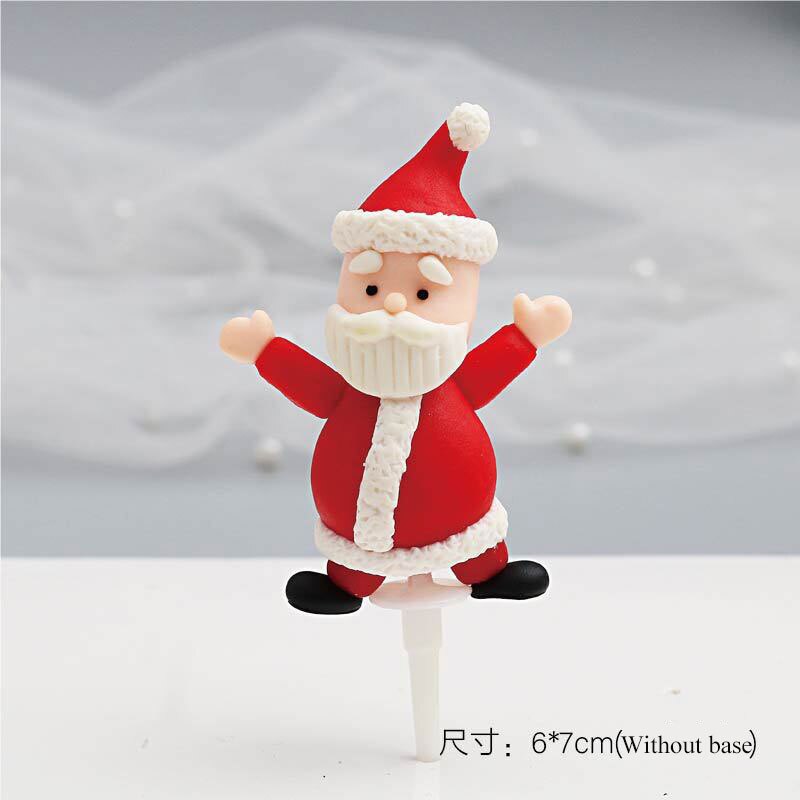 Christams party Cake Toppers Soft clay Christmas cake decoration cake decoration cards and Cake Flags Santa Claus and elk: 1