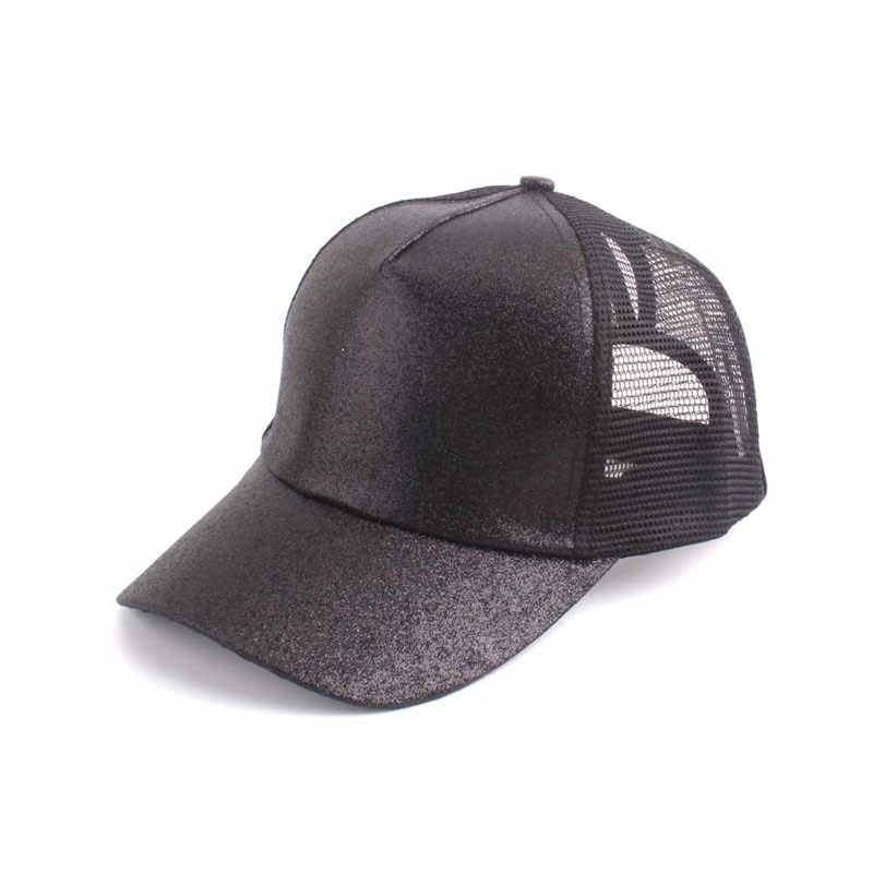 Summer Mesh Baseball Caps For Women Glitter Matte Ponytail Cap Shining Sequins Messy Bun Snapback Hip Hop Hat