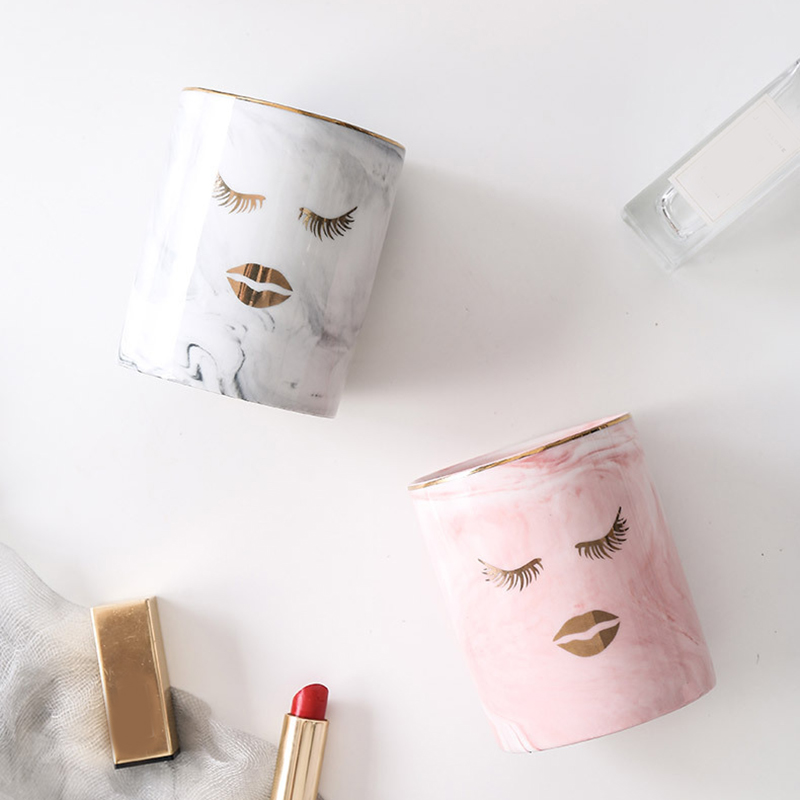 1pc Ceramic Pen Holder Marble Texture Pencil Cup Pot Desk Organizer Makeup Brush Holder SMD66