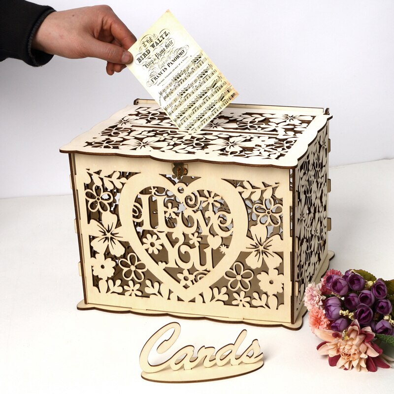 Wedding Card Box, Rustic Wedding Decorations Card Box for Wedding Reception, Bridal Shower, and Anniversary