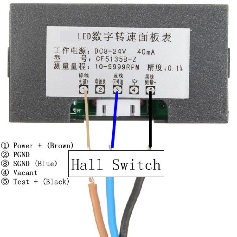 Tachometer 4 Digital Green LED Tach RPM Speed Meter With Hall Proximity Switch Sensor NPN 24V