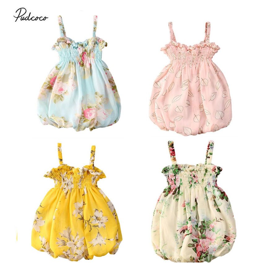 0-24m babymeisjesjurkjes in 4 kleuren, zomerbloemenprint, ruches, mouwloos mini-jurkje, zomerjurkje