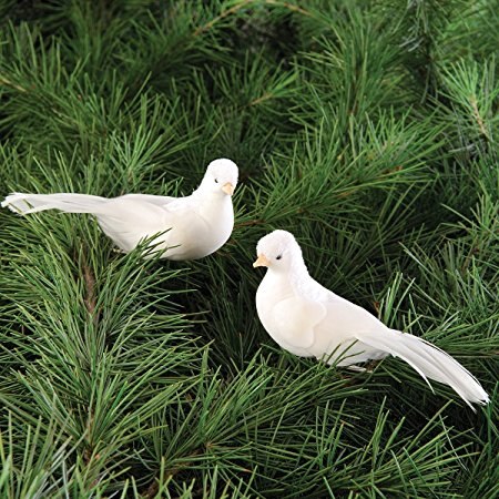 2 Stuks Decoratieve Nep Duiven - Witte Kunstvogels Met Magneet & Clip Voor Huis- En Bruiloftsdecoratie
