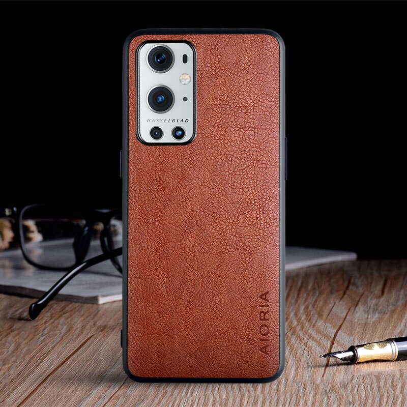 Case Voor Oneplus 9 Pro Funda Luxe Vintage Leather Skin Coque Met Tpu + Pc Hard Cover Voor Oneplus 9 pro Case Capa: oneplus 9 Pro / Brown