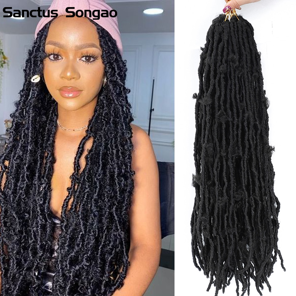 Butterfly Locs synthetic Crochet Braiding Hair 18‘ 24’ Bob Distressed Crochet Faux locs Hair Apply to Extension for Black Women